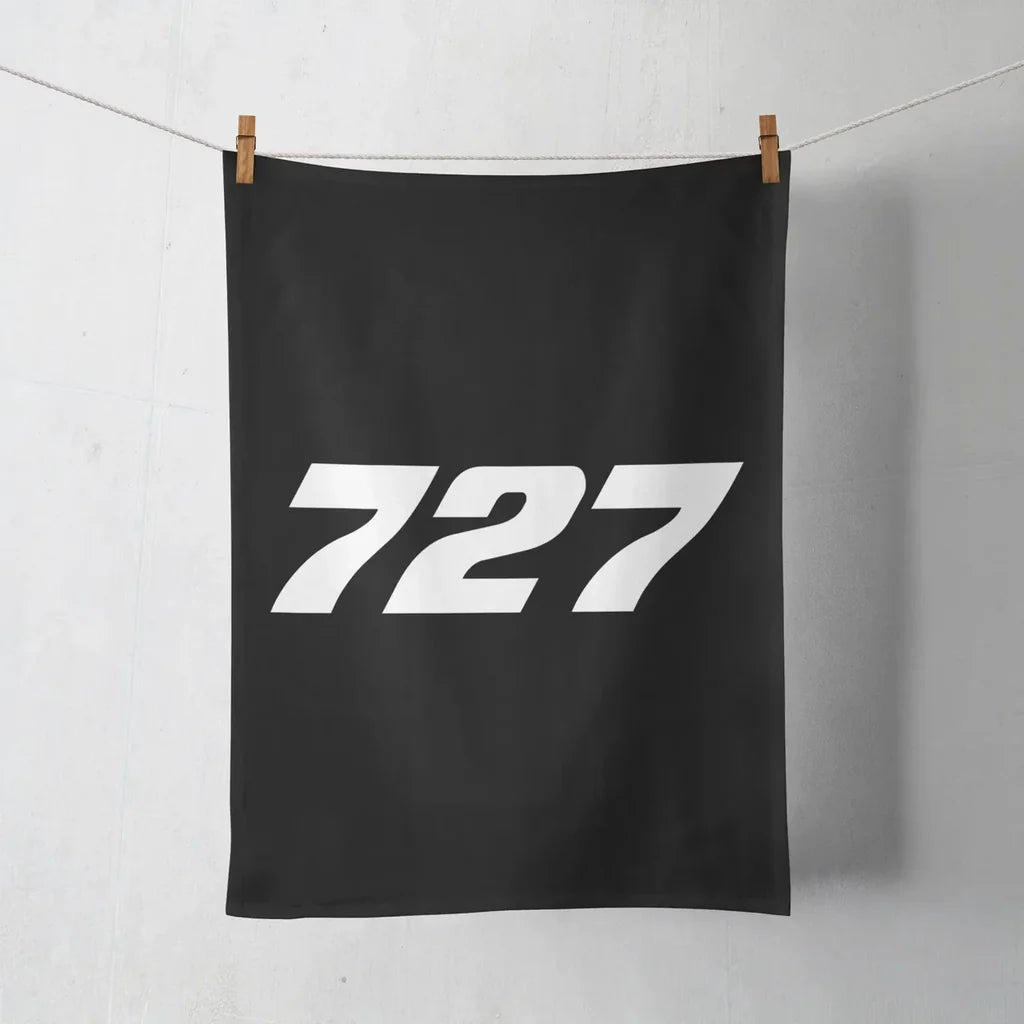 Boeing 727 Flat Text aviation design on soft absorbent cotton towel.