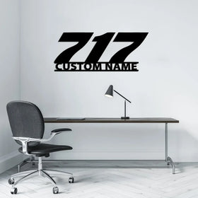 Boeing 717 Flat Text Wall Metal Signs