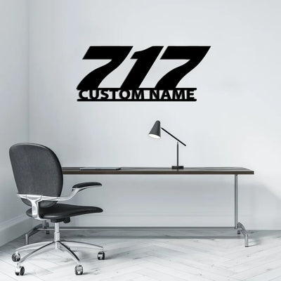 Boeing 717 Flat Text aviation design on durable metal with painted finish metal wall sign.
