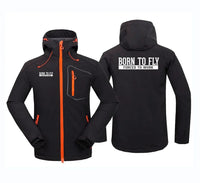 Thumbnail for Born To Fly Forced To Work aviation design printed on warm polar fleece polar fleece jacket.