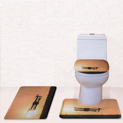 Amazing Drone in Sunset Toilet Seat Cover Three-piece aviation print on soft fabric toilet seat cover set.