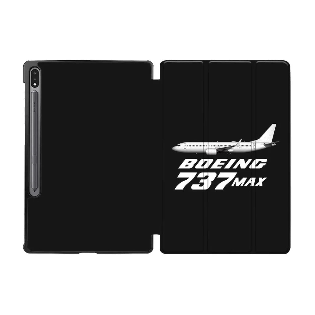The Boeing 737Max aviation design on tablet case for Samsung tablet.