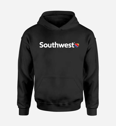 Southwest Airlines logo printed on black hoodie