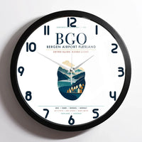 Thumbnail for Bergen Airport Flesland (BGO) design on white framed wall clock