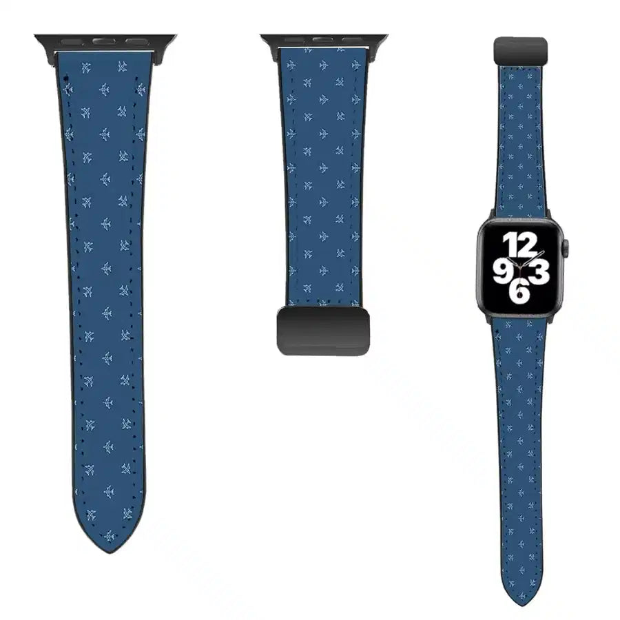 Nice Airplanes leather apple watch band