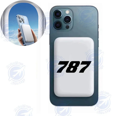 Boeing 787 Flat Text aviation design on durable casing with MagSafe ring MagSafe powerbank.