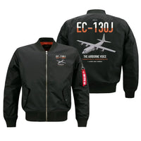 Thumbnail for EC-130J Commando Solo III design on black bomber jacket, double-side print