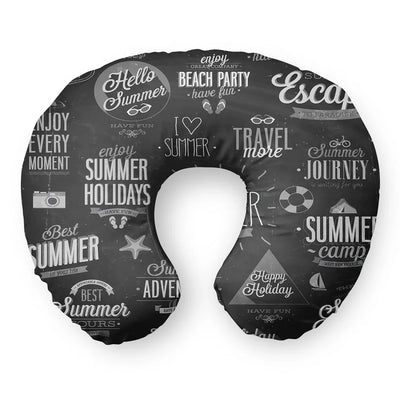 Black & White Super Travel Icons Travel & Boppy aviation design on memory foam with soft cover travel pillow.