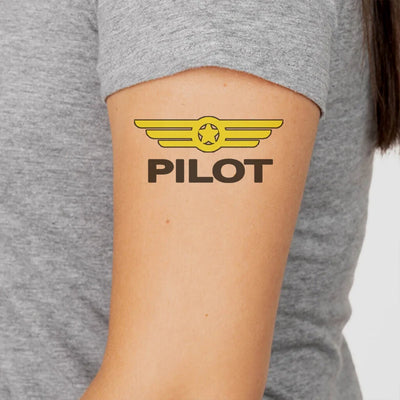 Pilot aviation temporary tattoo in skin-safe adhesive paper.