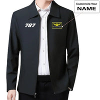 Thumbnail for Boeing 787 Flat Text aviation design printed on modern wool-blend shell with tailored fit stylish coat.