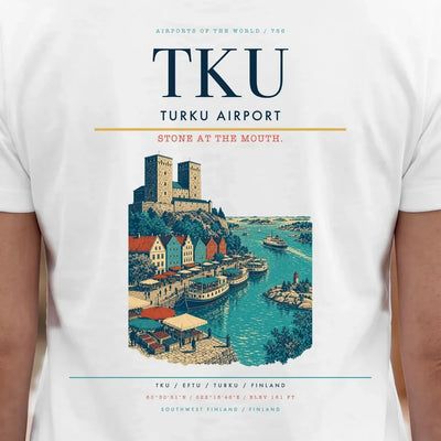 Turku Airport (TKU) double-side t-shirt design close-up cover