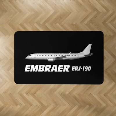 The Embraer ERJ-190 aviation design on durable carpet pile with non-slip backing rectangle carpet floor mat.
