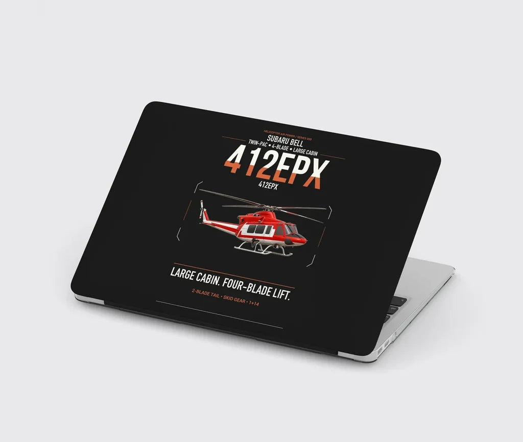 SUBARU Bell 412EPX design on black MacBook case