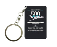 Thumbnail for Cessna Citation 500 - Citation I design on black designed key chain, double-side print