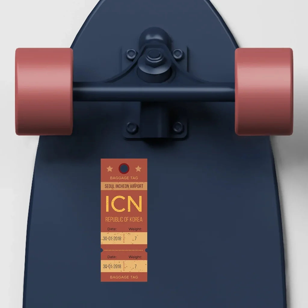 ICN Airplane Boarding Pass aviation design sticker in weather-resistant vinyl.