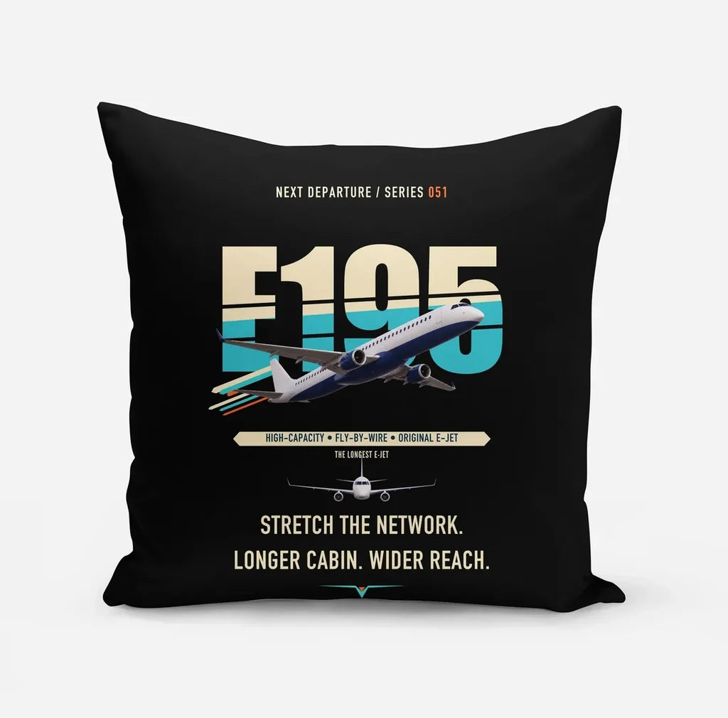 Embraer E195 design on black pillow