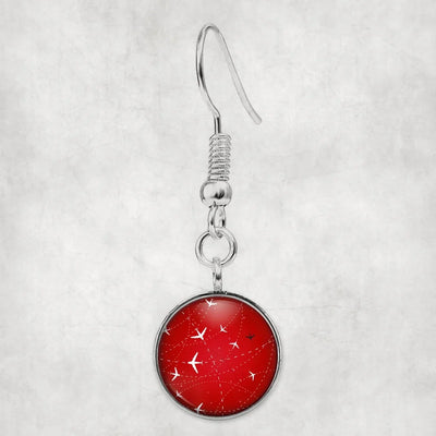 Side view of Travelling with Aircraft (Red) aviation earrings in hypoallergenic alloy, polished finish.