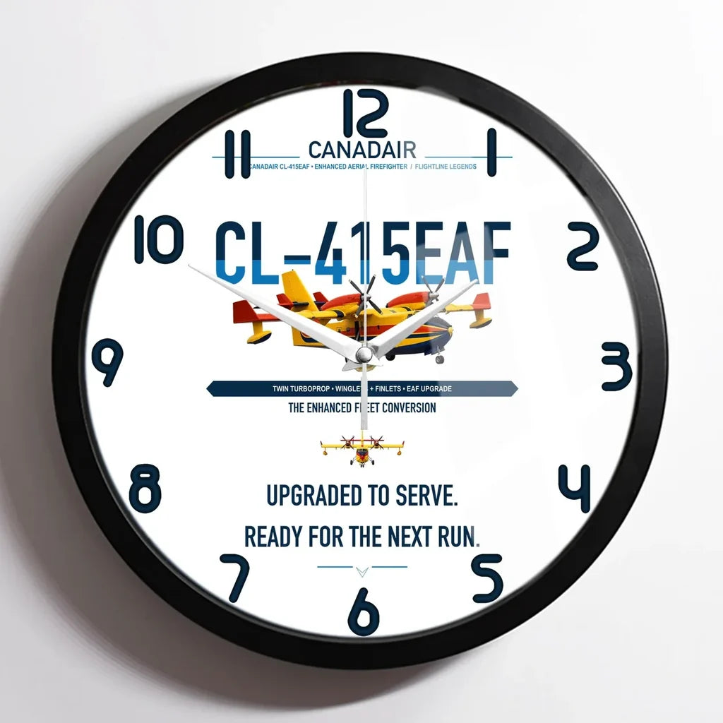 Canadair CL-415EAF design on white framed wall clock