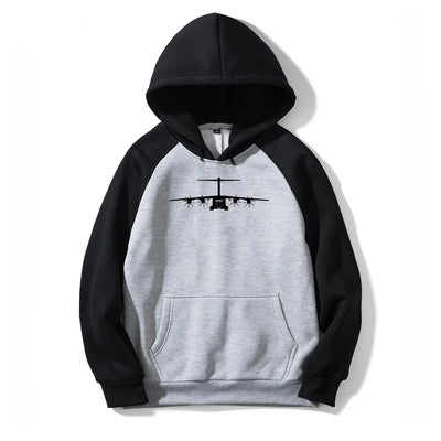 Airbus A400M Silhouette aviation design on colourful cotton blend colourful hoodie.