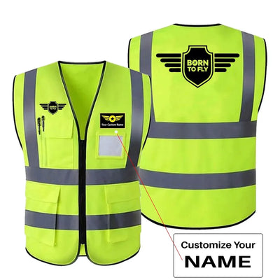 Born To Fly & Badge aviation design printed on high-visibility reflective fabric reflective vest.