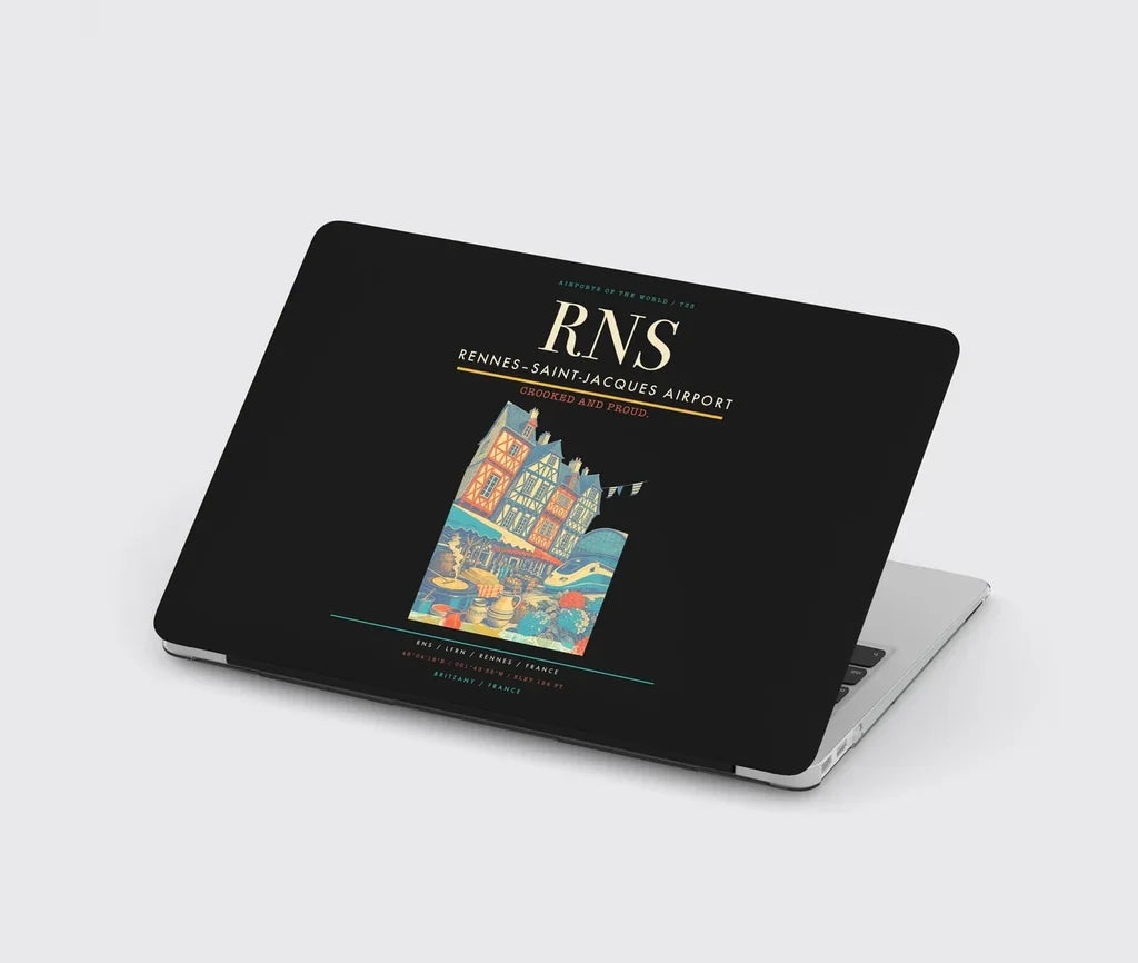 Rennes–Saint-Jacques Airport (RNS) design on black MacBook case