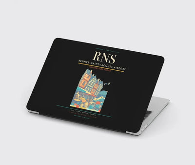 Rennes–Saint-Jacques Airport (RNS) design on black MacBook case