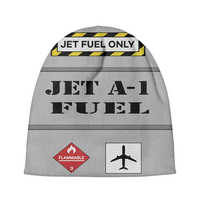 Jet Fuel Only aviation embroidery on soft knit fabric 3D knit beanie.