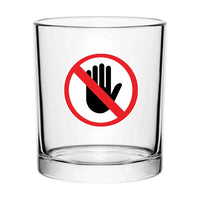 Thumbnail for Don't Touch Please aviation design on whiskey glass, special-edition crystal cut.