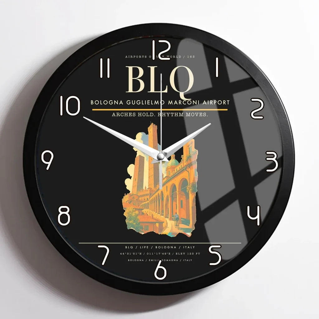 Bologna Guglielmo Marconi Airport BLQ Wall-Clock Framed - Black