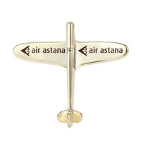 Thumbnail for Air Astana Airplane Shape aviation-themed airplane-shape brooch, polished alloy.