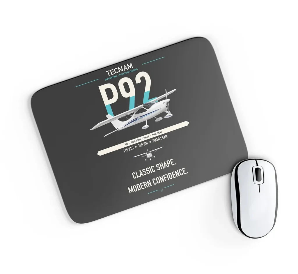 Tecnam P92 Echo MkII design on black rectangle mouse pad