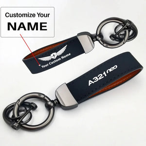 A321neo & Text Horseshoe Buckle Key Chains
