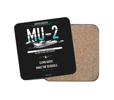 Mitsubishi MU-2B-60 Marquise design on black 1 piece coaster