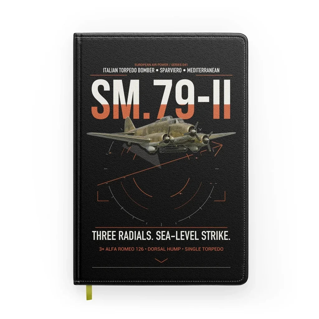 Savoia-Marchetti SM.79-II Sparviero design on black notebook