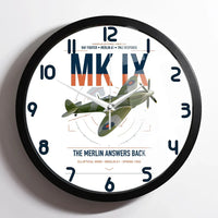 Thumbnail for Supermarine Spitfire Mk IX design on white framed wall clock