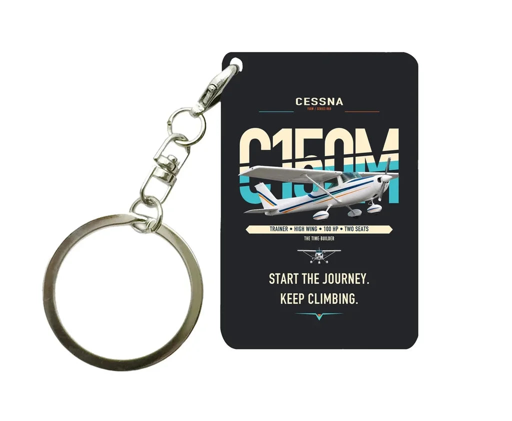 Cessna 150M design on black designed key chain, double-side print