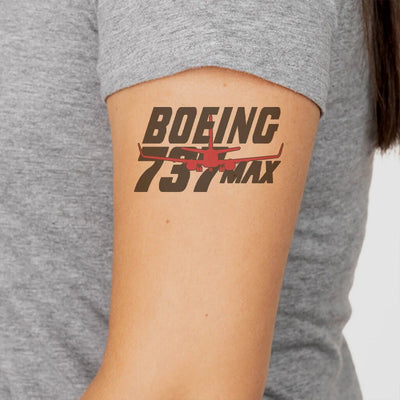 Amazing 737 Max aviation temporary tattoo in skin-safe adhesive paper.