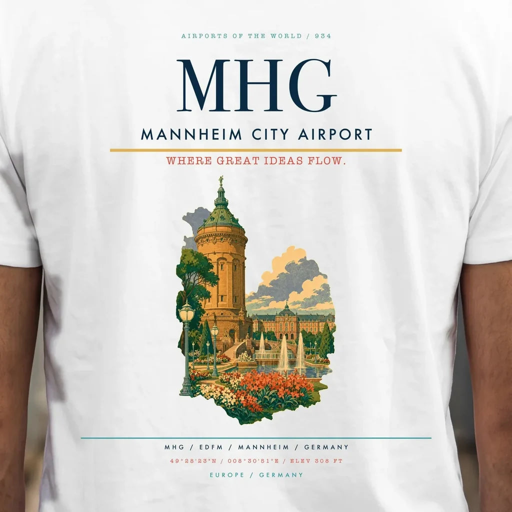 Mannheim City Airport (MHG) double-side t-shirt design close-up cover