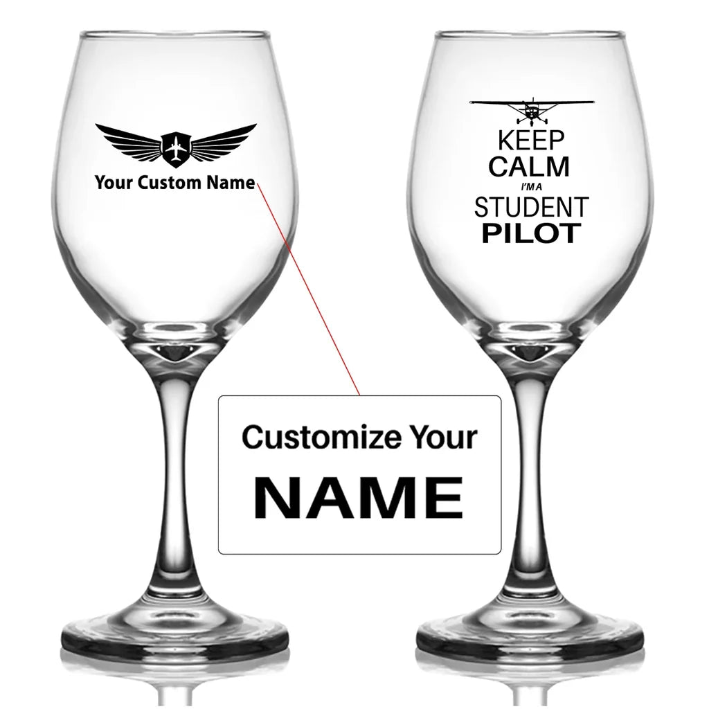Customisable Student Pilot Wine Glass