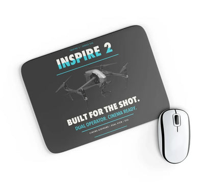 DJI Inspire 2 design on black rectangle mouse pad