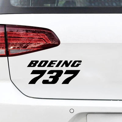 Boeing 737 & Text Car aviation design car sticker in weather-resistant vinyl.
