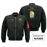 Thumbnail for Daniel Z. Romualdez Airport (TAC) design on black bomber jacket with custom name patch