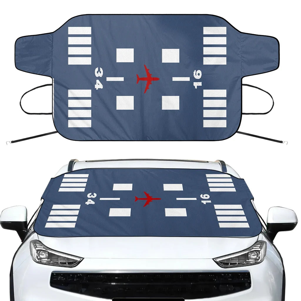 Special Runway (Blue) Car aviation design on car windshield cover.