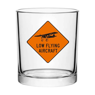 Low Flying Aircraft aviation design on whiskey glass, special-edition crystal cut.
