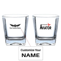 Thumbnail for Aviator aviation design on whiskey glass, crystal-clear premium glassware.