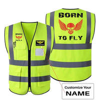 Thumbnail for Born To Fly SKELETON aviation design printed on high-visibility reflective fabric reflective vest.