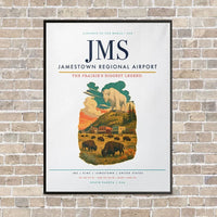 Thumbnail for Jamestown Regional Airport JMS vertical canvas print - framed - white background