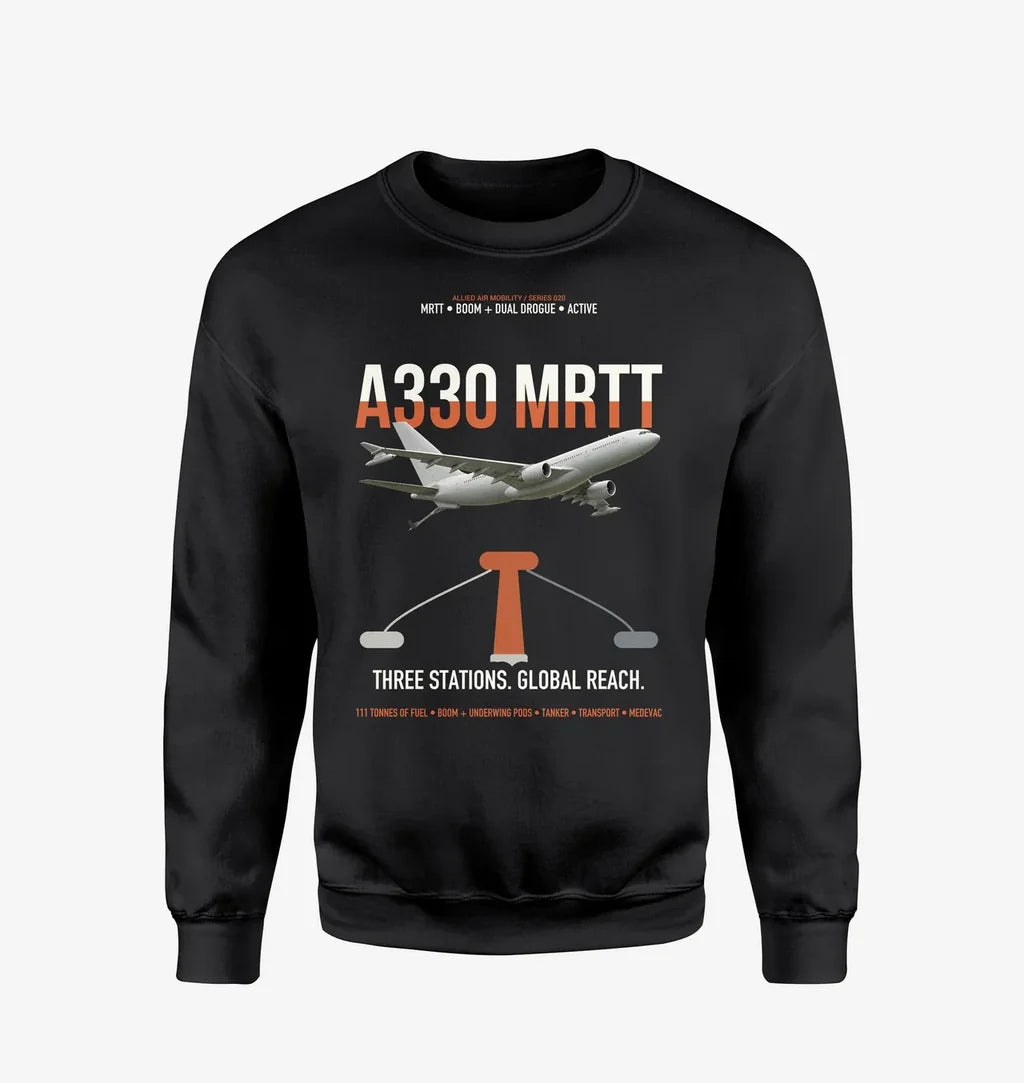 Airbus A330 MRTT design on black sweatshirt