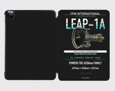 CFM LEAP-1A design on black ipad tablet case