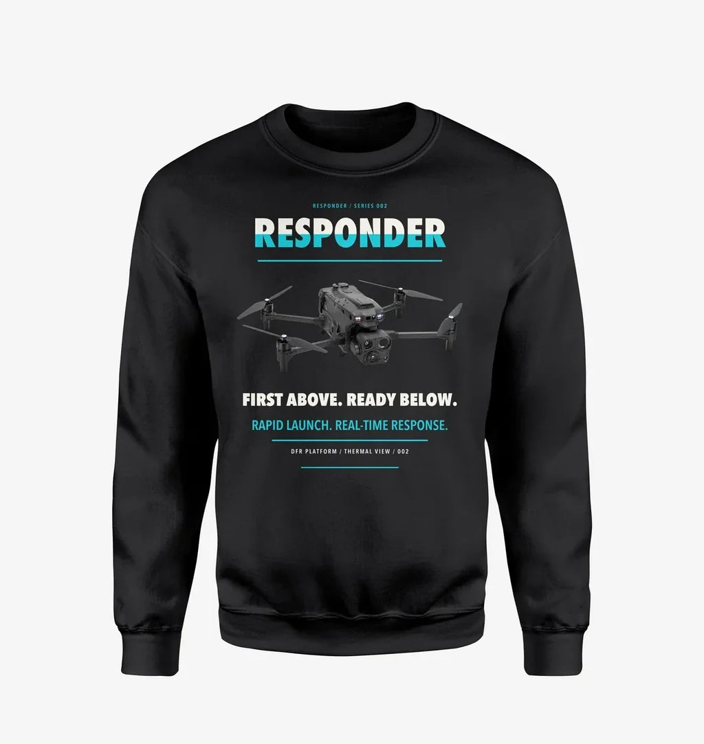 BRINC Responder design on black sweatshirt
